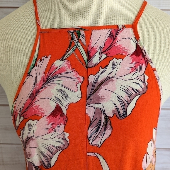 MINKPINK Tangerine Dream Orange High Neck Mini Swing Dress Size Small - Picture 6 of 10